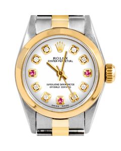 Rolex Oyster Perpetual 24mm Two Tone 6700-TT-WHT-8D3R-SMT-OYS