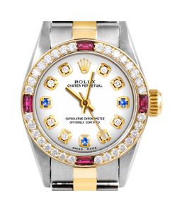 Rolex Oyster Perpetual 24mm Two Tone 6700-TT-WHT-8D3S-4RBY-OYS