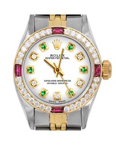 Rolex Oyster Perpetual 24mm Two Tone 6700-TT-WHT-ADE-4RBY-JBL