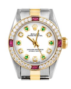 Rolex Oyster Perpetual 24mm Two Tone 6700-TT-WHT-ADE-4RBY-OYS