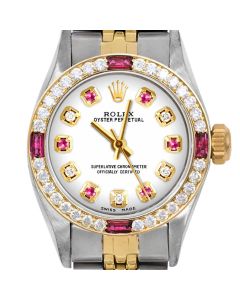 Rolex Oyster Perpetual 24mm Two Tone 6700-TT-WHT-ADR-4RBY-JBL