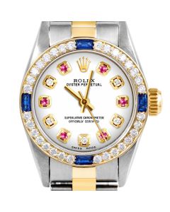 Rolex Oyster Perpetual 24mm Two Tone 6700-TT-WHT-ADR-4SPH-OYS