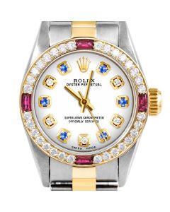 Rolex Oyster Perpetual 24mm Two Tone 6700-TT-WHT-ADS-4RBY-OYS