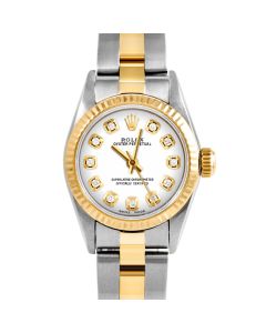 Rolex Oyster Perpetual 24 mm Two Tone 6700-TT-WHT-DIA-AM-FLT-OYS