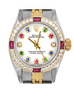 Rolex Oyster Perpetual 24mm Two Tone 6700-TT-WHT-ERDS-4RBY-JBL