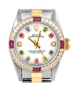 Rolex Oyster Perpetual 24mm Two Tone 6700-TT-WHT-ERDS-4RBY-OYS