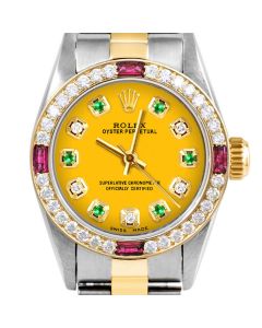 Rolex Oyster Perpetual 24mm Two Tone 6700-TT-YLW-ADE-4RBY-OYS