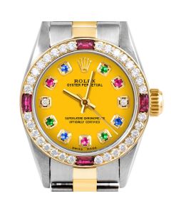 Rolex Oyster Perpetual 24mm Two Tone 6700-TT-YLW-ERDS-4RBY-OYS
