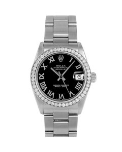 Rolex Datejust 31 mm Stainless Steel 6827-SS-BLK-ROM-BDS-OYS