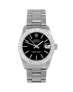 Rolex Datejust 31 mm Stainless Steel 6827-SS-BLK-STK-2CT-OYS