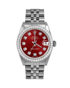 Rolex Datejust 31 mm Stainless Steel 6827-SS-RED-DIA-AM-BDS-JBL