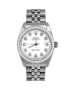Rolex Datejust 31 mm Stainless Steel 6827-SS-WHT-DIA-AM-BDS-JBL