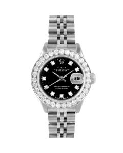 Rolex Datejust 26 mm Stainless Steel 6917-SS-BLK-DIA-SML-2CT-JBL