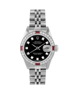 Rolex Datejust 26 mm Stainless Steel 6917-SS-BLK-DIA-SML-4RBY-JBL