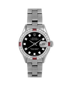 Rolex Datejust 26 mm Stainless Steel 6917-SS-BLK-DIA-SML-4RBY-OYS