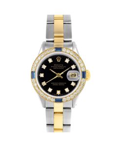 Rolex Datejust  mm Two Tone 6917-TT-BLK-DIA-SML-4SPH-OYS