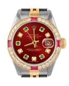 Rolex Datejust 26mm Two Tone 6917-TT-RED-ADE-4RBY-JBL